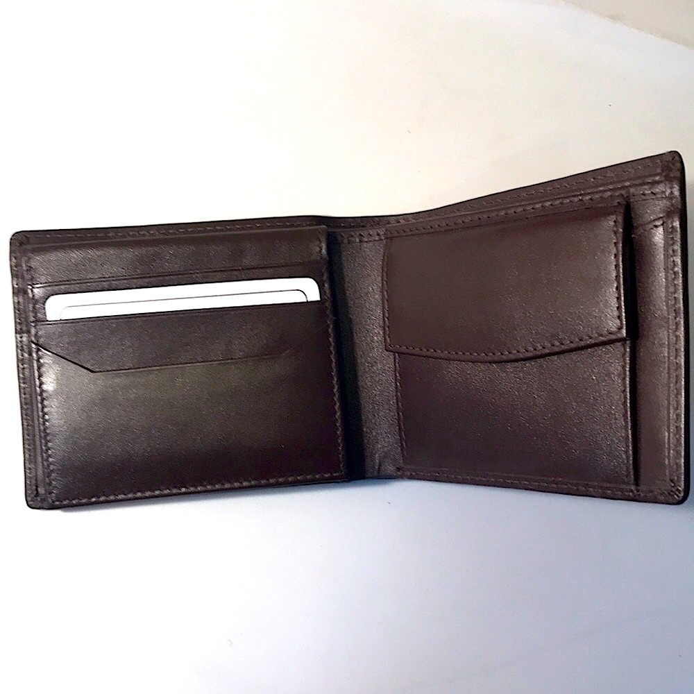 New Genuine Leather ID wallet with RFID $65 brown - Picture 2 of 4